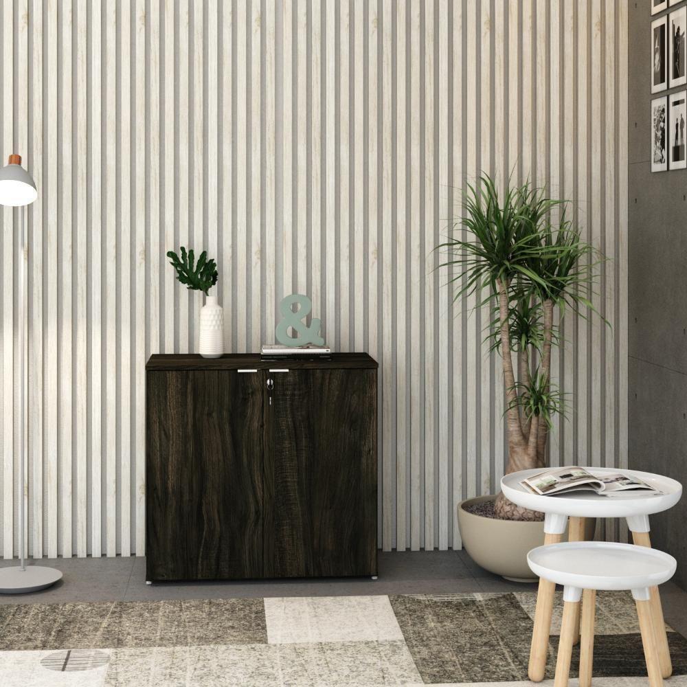 Armário Baixo Com 02 Portas 75x80x42cm Wlab80 Carvalho Dark Branco - 5