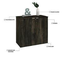 Armário Baixo Com 02 Portas 75x80x42cm Wlab80 Carvalho Dark Branco