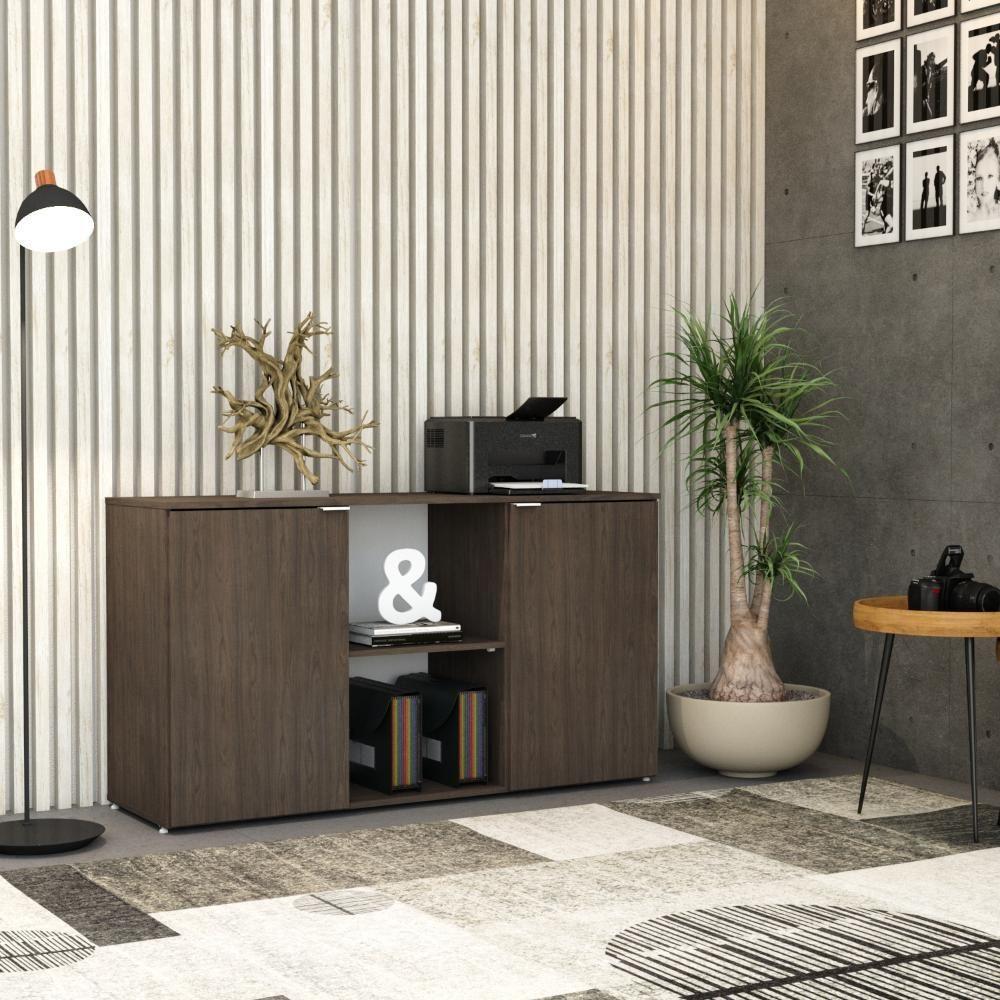 Armário Baixo Com 02 Portas E Nicho 75x135x42cm Wlab135 Terracota Branco - 2