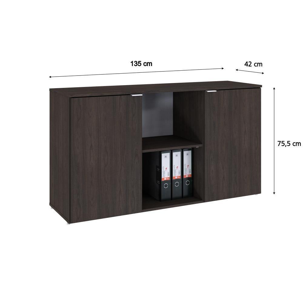 Armário Baixo Com 02 Portas E Nicho 75x135x42cm Wlab135 Terracota Branco - 6