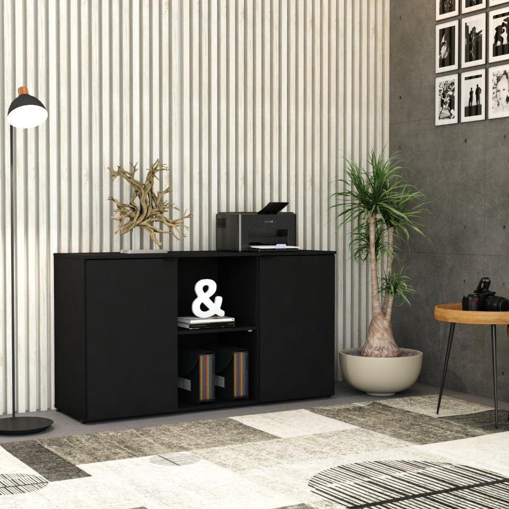 Armário Baixo Com 02 Portas E Nicho 75x135x42cm Wlab135 Preto ônix - 2