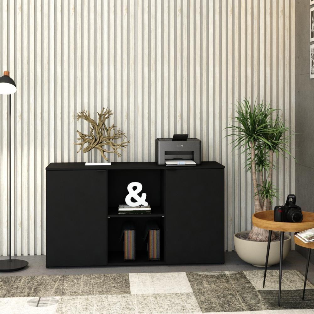 Armário Baixo Com 02 Portas E Nicho 75x135x42cm Wlab135 Preto ônix - 4