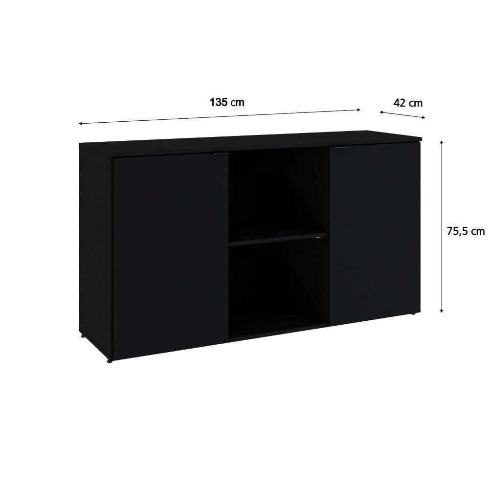 Armário Baixo Com 02 Portas E Nicho 75x135x42cm Wlab135 Preto ônix - 6