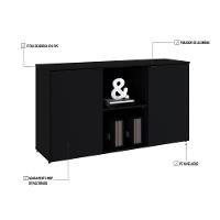 Armário Baixo Com 02 Portas E Nicho 75x135x42cm Wlab135 Preto ônix - 3