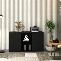 Armário Baixo Com 02 Portas E Nicho 75x135x42cm Wlab135 Preto ônix