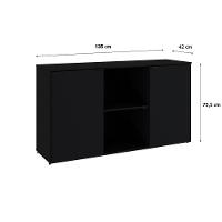 Armário Baixo Com 02 Portas E Nicho 75x135x42cm Wlab135 Preto ônix - 6