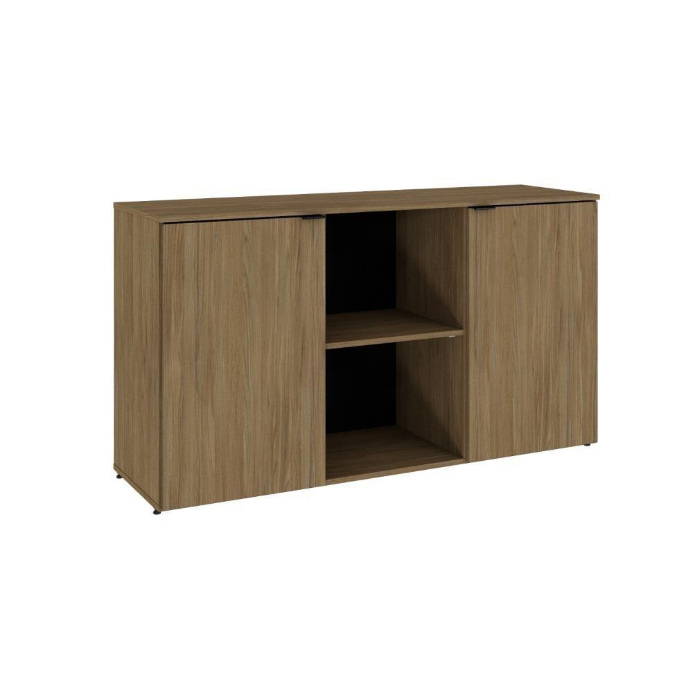 Armário Baixo Com 02 Portas E Nicho 75x135x42cm Wlab135 Preto Vermont Oak - 1