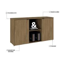 Armário Baixo Com 02 Portas E Nicho 75x135x42cm Wlab135 Preto Vermont Oak - 3