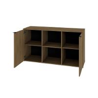 Armário Baixo Com 02 Portas E Nicho 75x135x42cm Wlab135 Preto Vermont Oak - 5