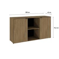 Armário Baixo Com 02 Portas E Nicho 75x135x42cm Wlab135 Preto Vermont Oak - 6