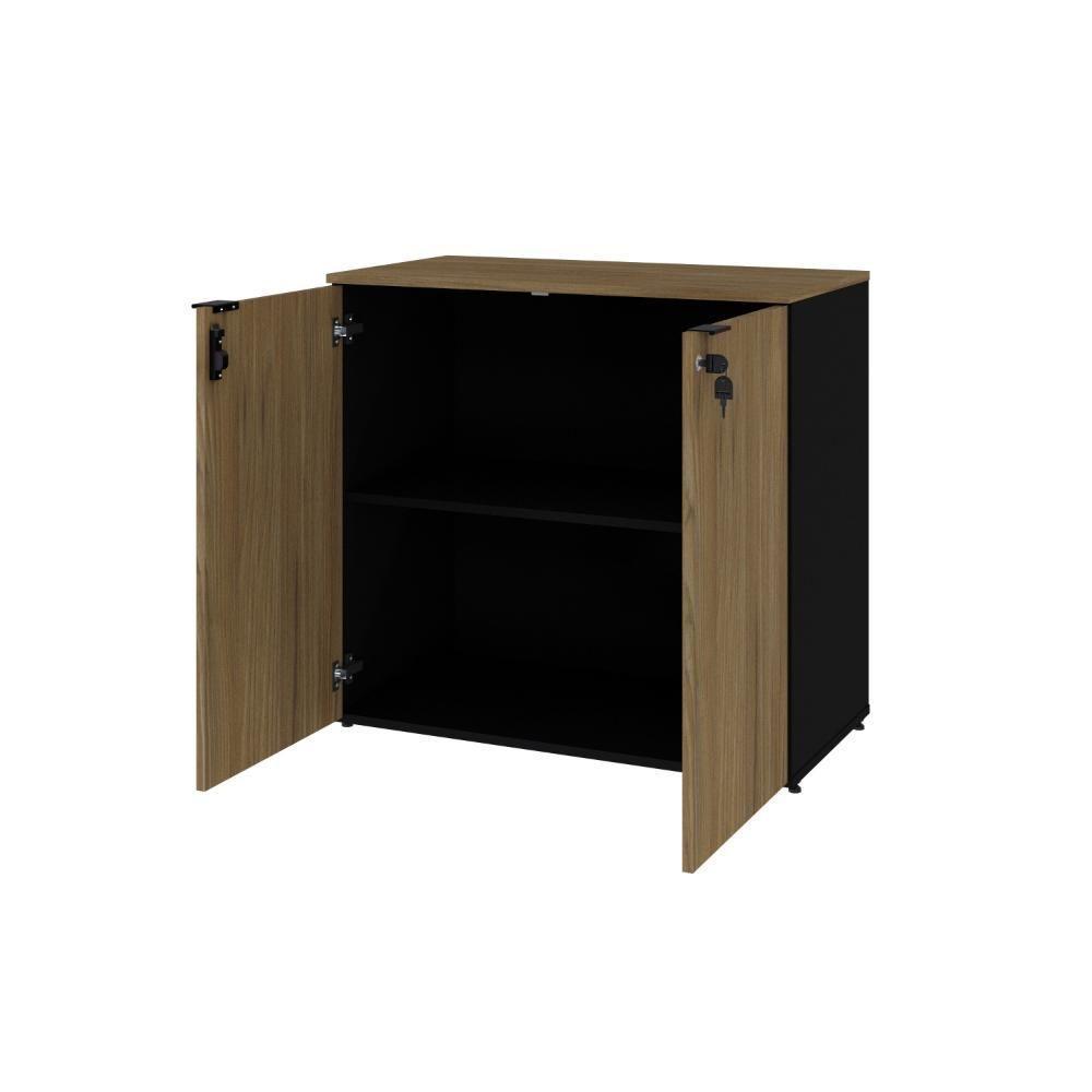 Armário Baixo Com 02 Portas 75x80x42cm Wlab80 Preto Tx Com vermont Oak - 5