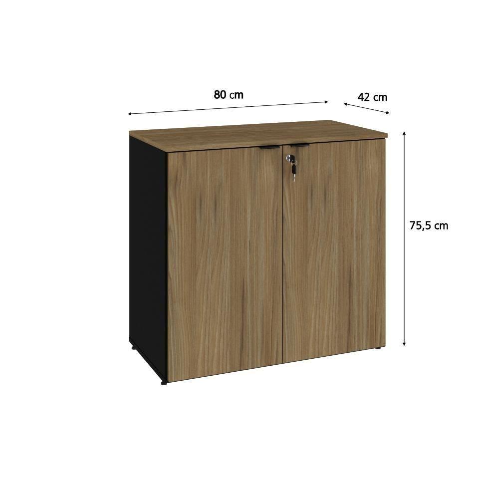 Armário Baixo Com 02 Portas 75x80x42cm Wlab80 Preto Tx Com vermont Oak - 6
