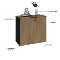 Armário Baixo Com 02 Portas 75x80x42cm Wlab80 Preto Tx Com vermont Oak - 3