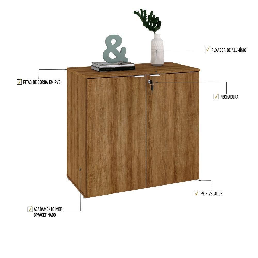 Armário Baixo Com 02 Portas 75x80x42cm Wlab80 Lâmina Mel Branco - 3