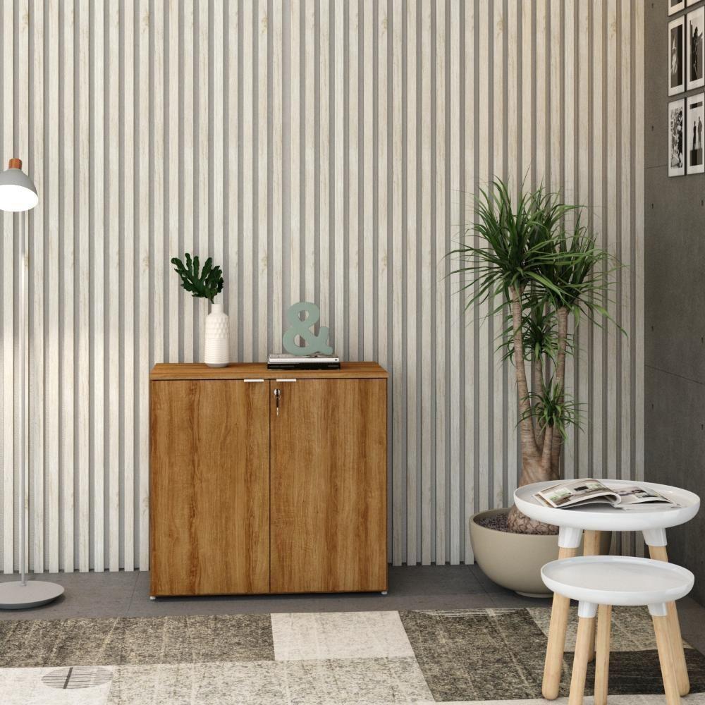 Armário Baixo Com 02 Portas 75x80x42cm Wlab80 Lâmina Mel Branco - 4