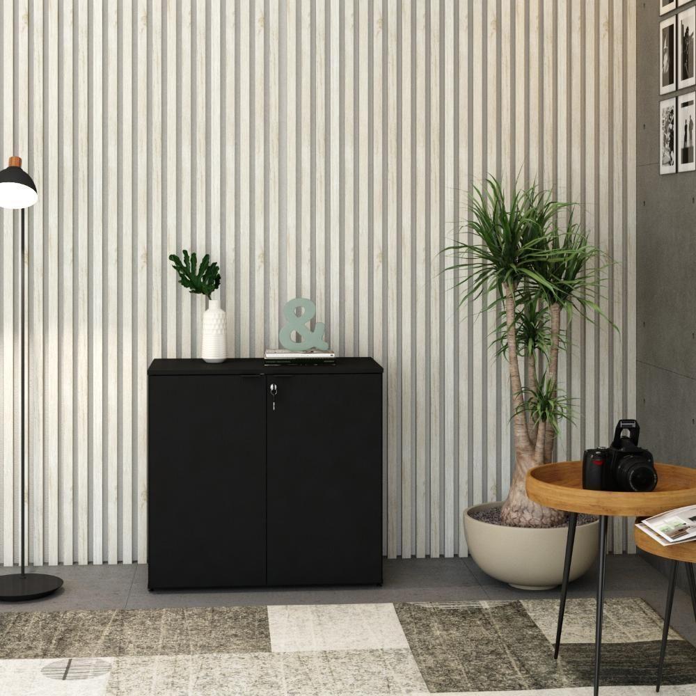 Armário Baixo Com 02 Portas 75x80x42cm Wlab80 Preto ônix - 4