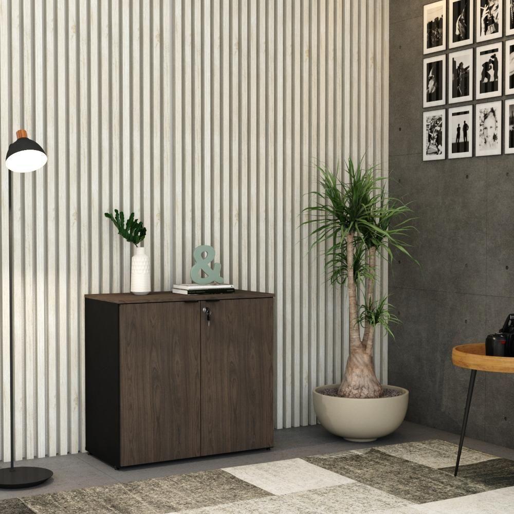 Armário Baixo Com 02 Portas 75x80x42cm Wlab80 Preto Tx Com terracota - 2