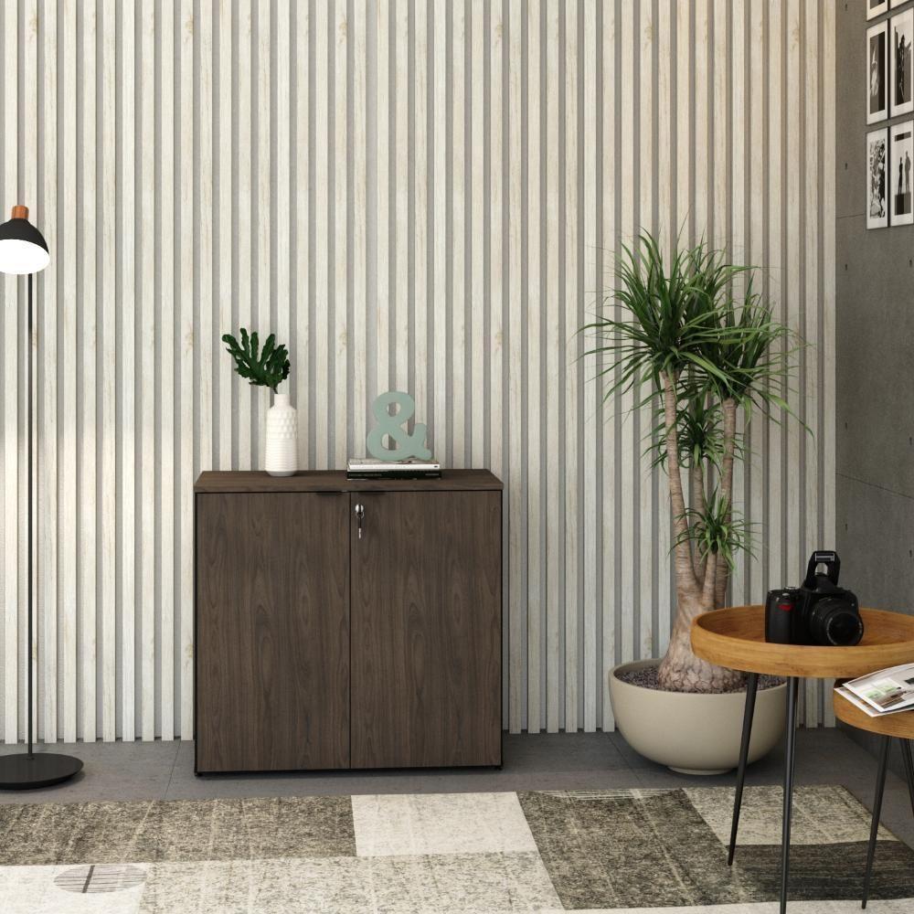 Armário Baixo Com 02 Portas 75x80x42cm Wlab80 Preto Tx Com terracota - 4