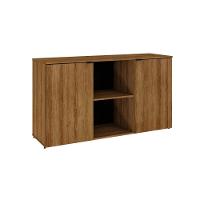 Armário Baixo Com 02 Portas E Nicho 75x135x42cm Wlab135 Preto Lâmina Mel - 1