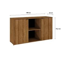 Armário Baixo Com 02 Portas E Nicho 75x135x42cm Wlab135 Preto Lâmina Mel - 3