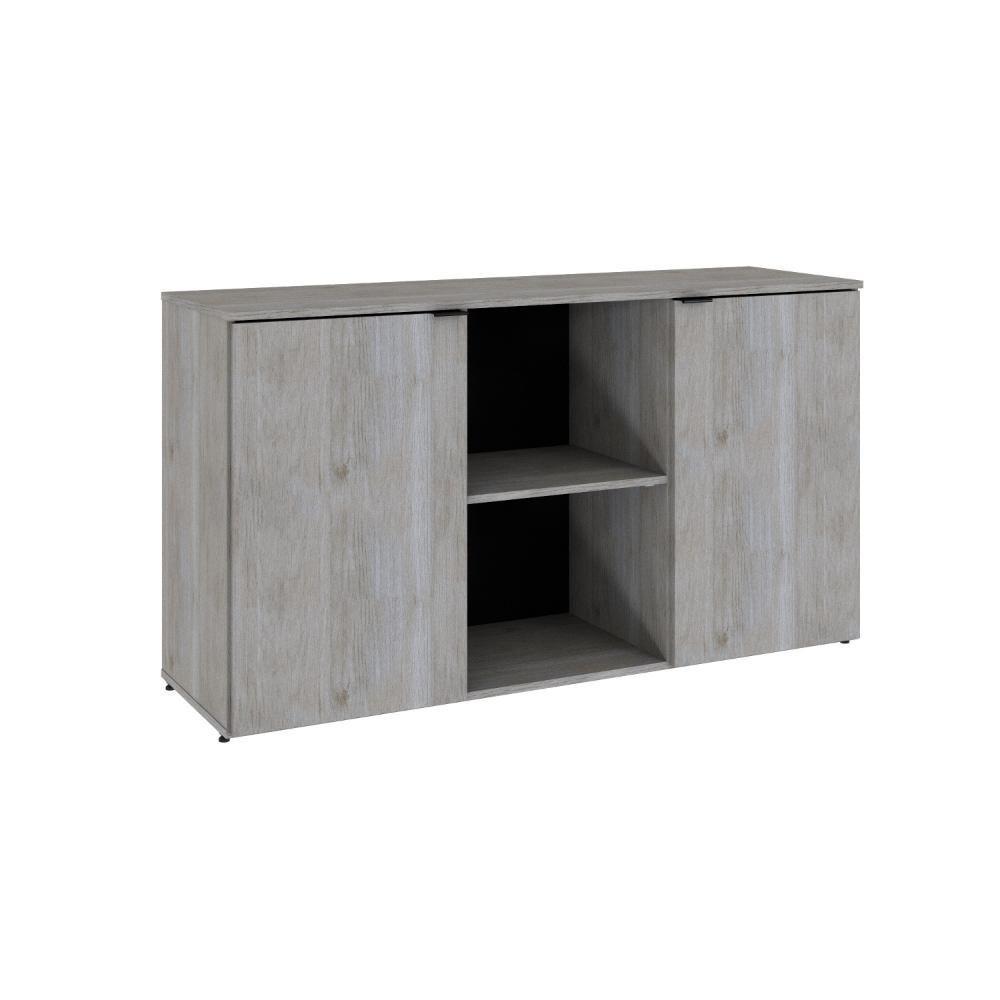 Armário Baixo Com 02 Portas E Nicho 75x135x42cm Wlab135 Preto Snow - 1