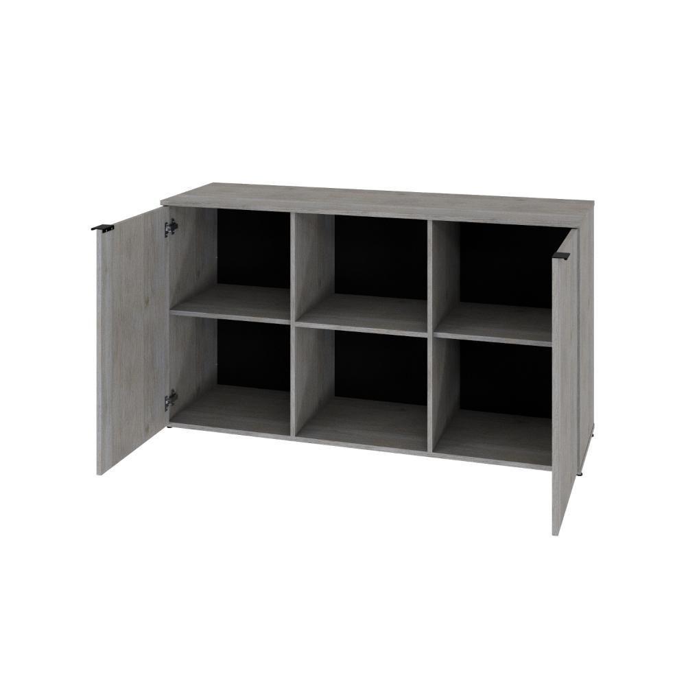 Armário Baixo Com 02 Portas E Nicho 75x135x42cm Wlab135 Preto Snow - 2