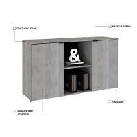 Armário Baixo Com 02 Portas E Nicho 75x135x42cm Wlab135 Preto Snow - 5