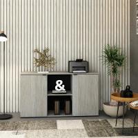 Armário Baixo Com 02 Portas E Nicho 75x135x42cm Wlab135 Preto Snow - 6