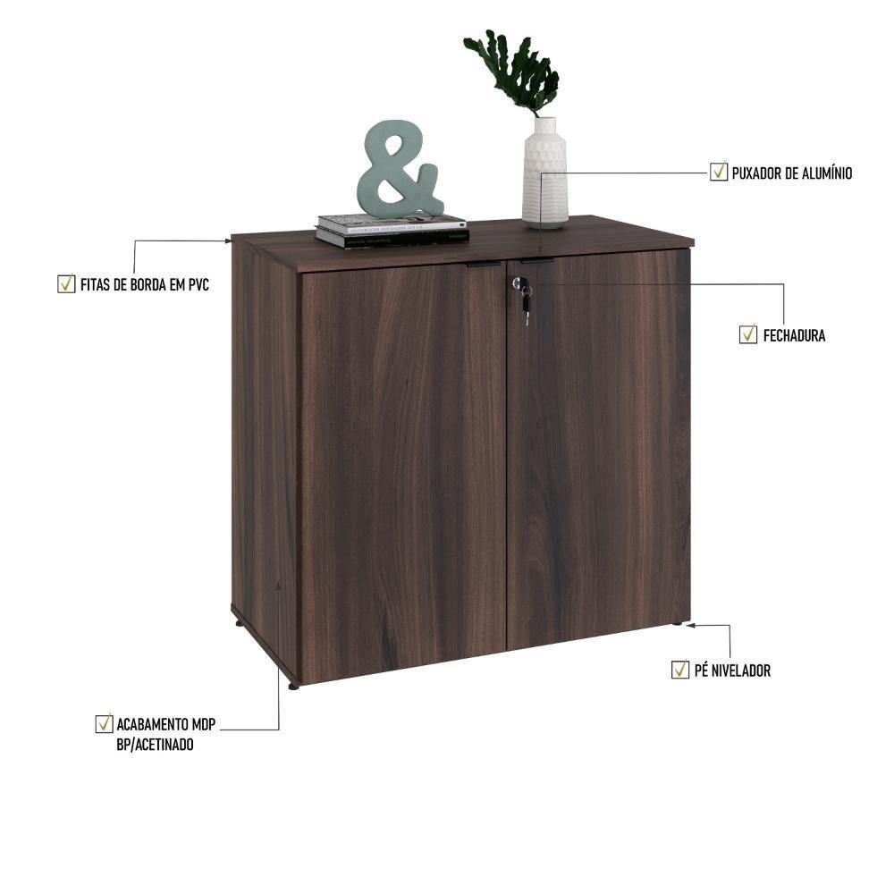 Armário Baixo Com 02 Portas 75x80x42cm Wlab80 Nogal Preto - 2