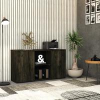 Armário Baixo Com 02 Portas E Nicho 75x135x42cm Wlab135 Carvalho Dark Preto - 2