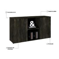 Armário Baixo Com 02 Portas E Nicho 75x135x42cm Wlab135 Carvalho Dark Preto - 3