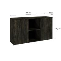 Armário Baixo Com 02 Portas E Nicho 75x135x42cm Wlab135 Carvalho Dark Preto - 6