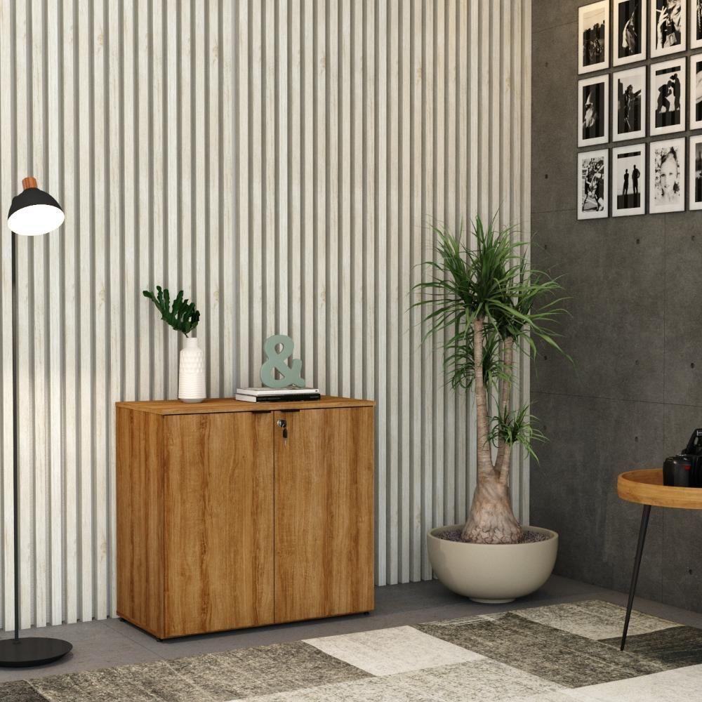 Armário Baixo Com 02 Portas 75x80x42cm Wlab80 Lâmina Mel Preto - 3