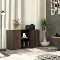 Armário Baixo Com 02 Portas E Nicho 75x135x42cm Wlab135 Nogal Preto - 2