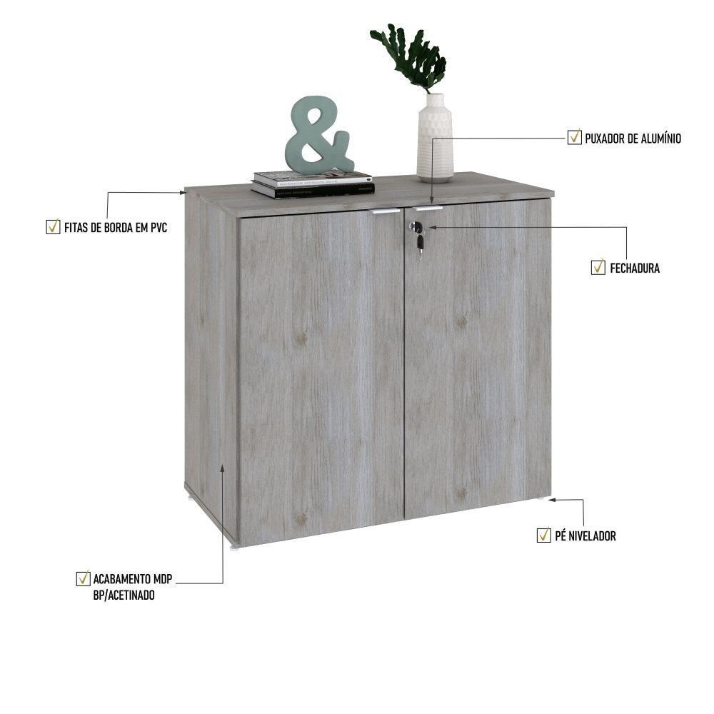 Armário Baixo Com 02 Portas 75x80x42cm Wlab80 Snow Branco - 3