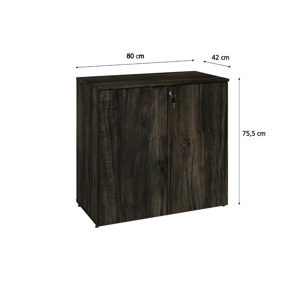 Armário Baixo Com 02 Portas 75x80x42cm Wlab80 Carvalho Dark Preto - 6