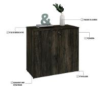 Armário Baixo Com 02 Portas 75x80x42cm Wlab80 Carvalho Dark Preto - 3