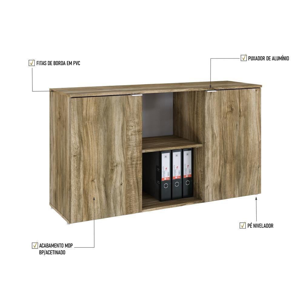 Armário Baixo Com 02 Portas E Nicho 75x135x42cm Wlab135 Carvalho Branco - 5