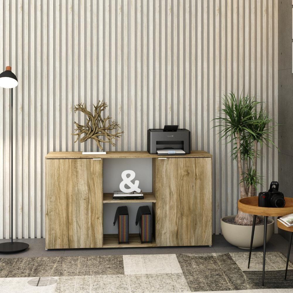 Armário Baixo Com 02 Portas E Nicho 75x135x42cm Wlab135 Carvalho Branco - 6