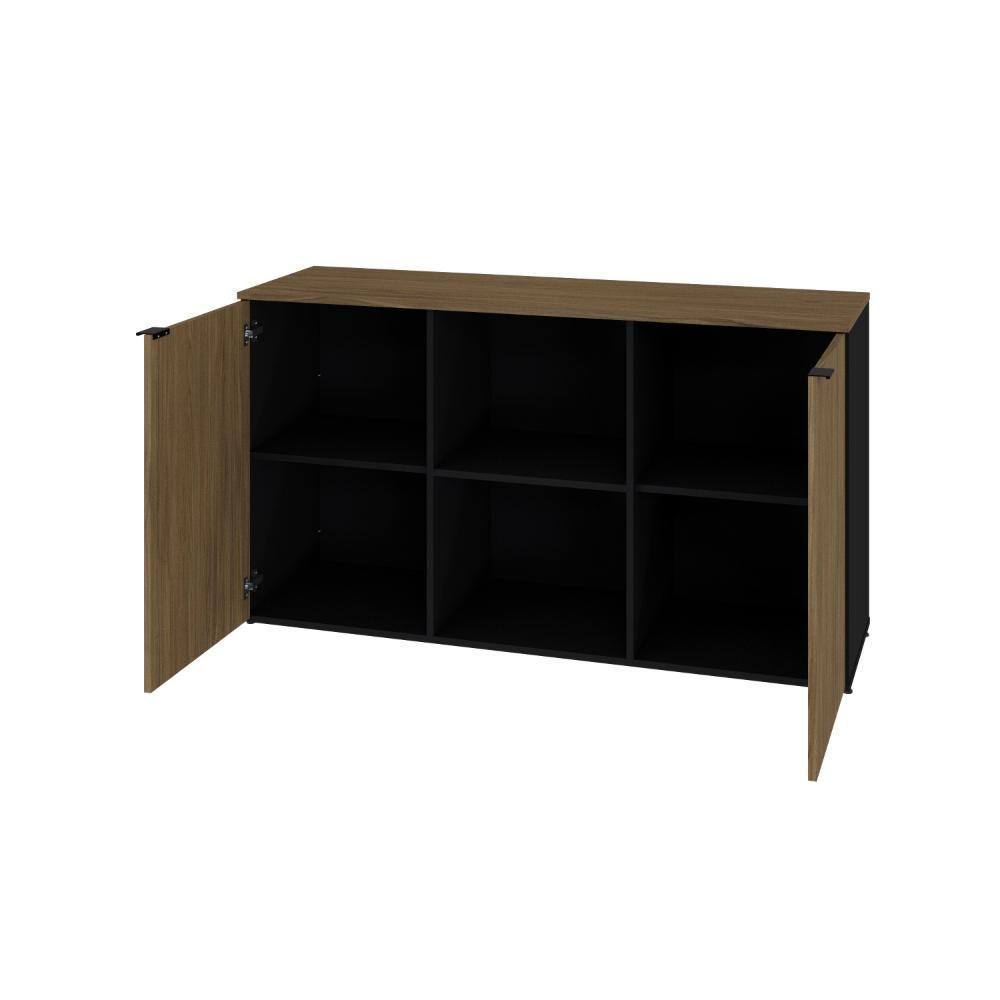 Armário Baixo Com 02 Portas E Nicho 75x135x42cm Wlab135 Preto Tx Com vermont Oak - 5