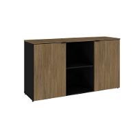 Armário Baixo Com 02 Portas E Nicho 75x135x42cm Wlab135 Preto Tx Com vermont Oak - 1