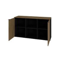 Armário Baixo Com 02 Portas E Nicho 75x135x42cm Wlab135 Preto Tx Com vermont Oak - 5