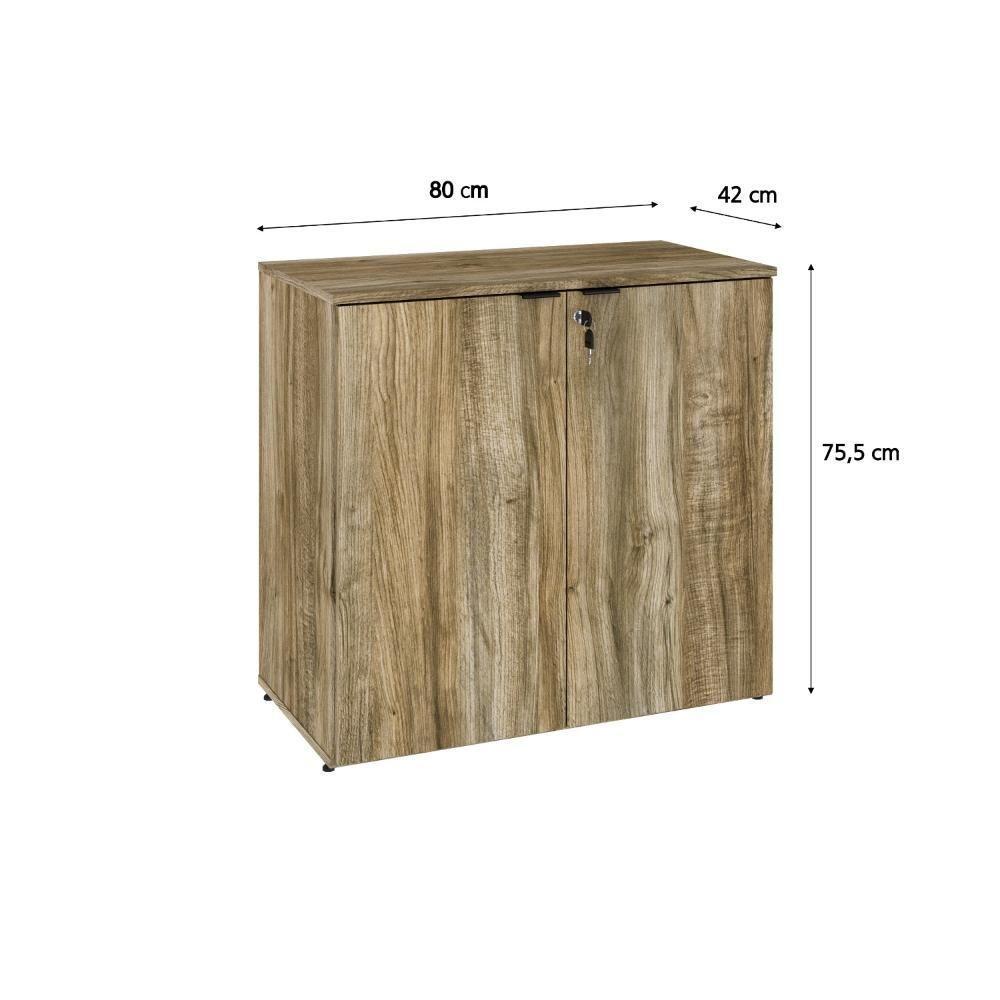 Armário Baixo Com 02 Portas 75x80x42cm Wlab80 Carvalho Preto - 6