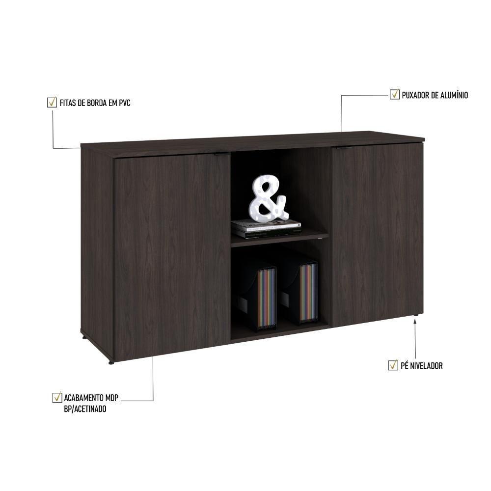 Armário Baixo Com 02 Portas E Nicho 75x135x42cm Wlab135 Terracota Preto - 3