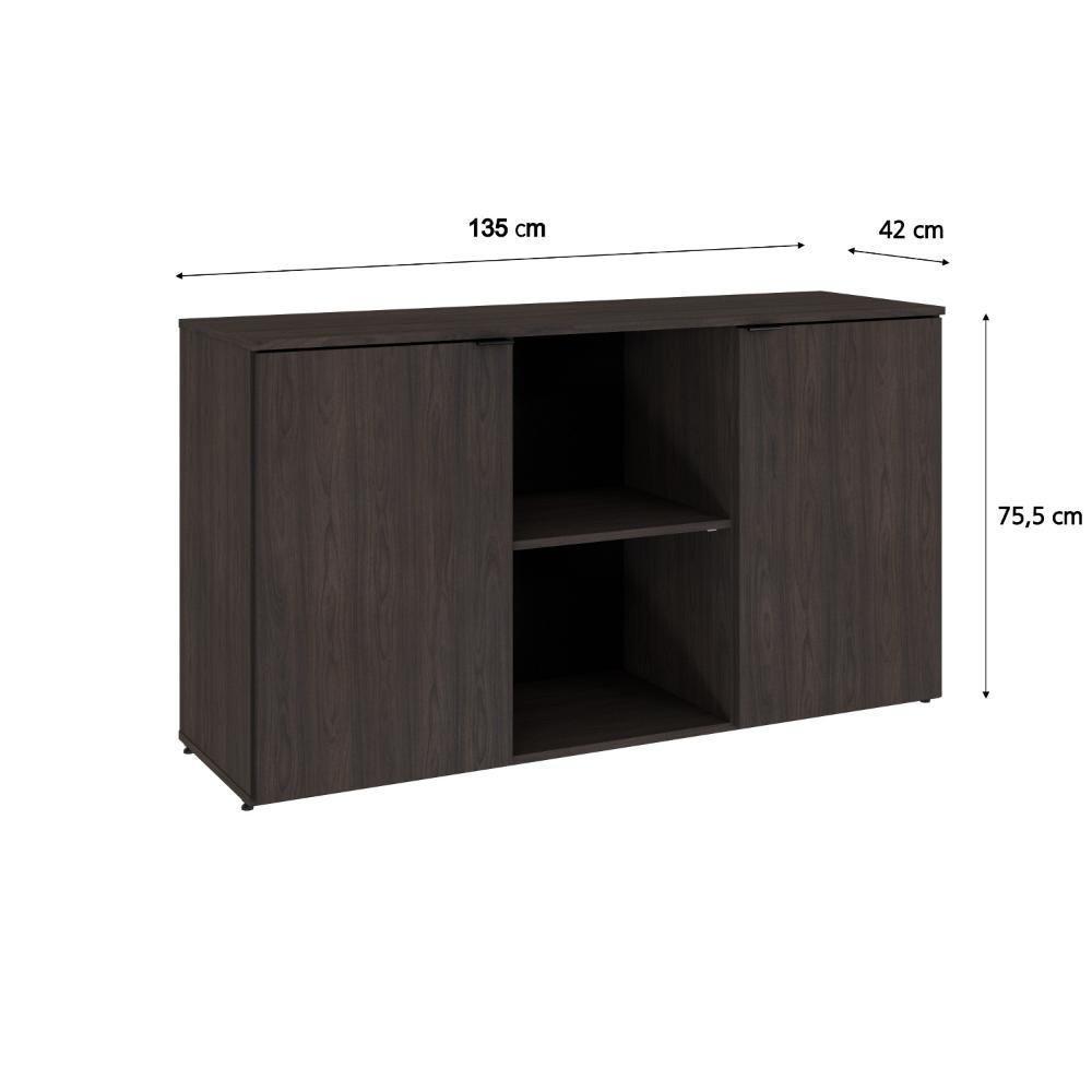 Armário Baixo Com 02 Portas E Nicho 75x135x42cm Wlab135 Terracota Preto - 6