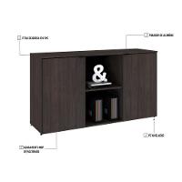 Armário Baixo Com 02 Portas E Nicho 75x135x42cm Wlab135 Terracota Preto - 3