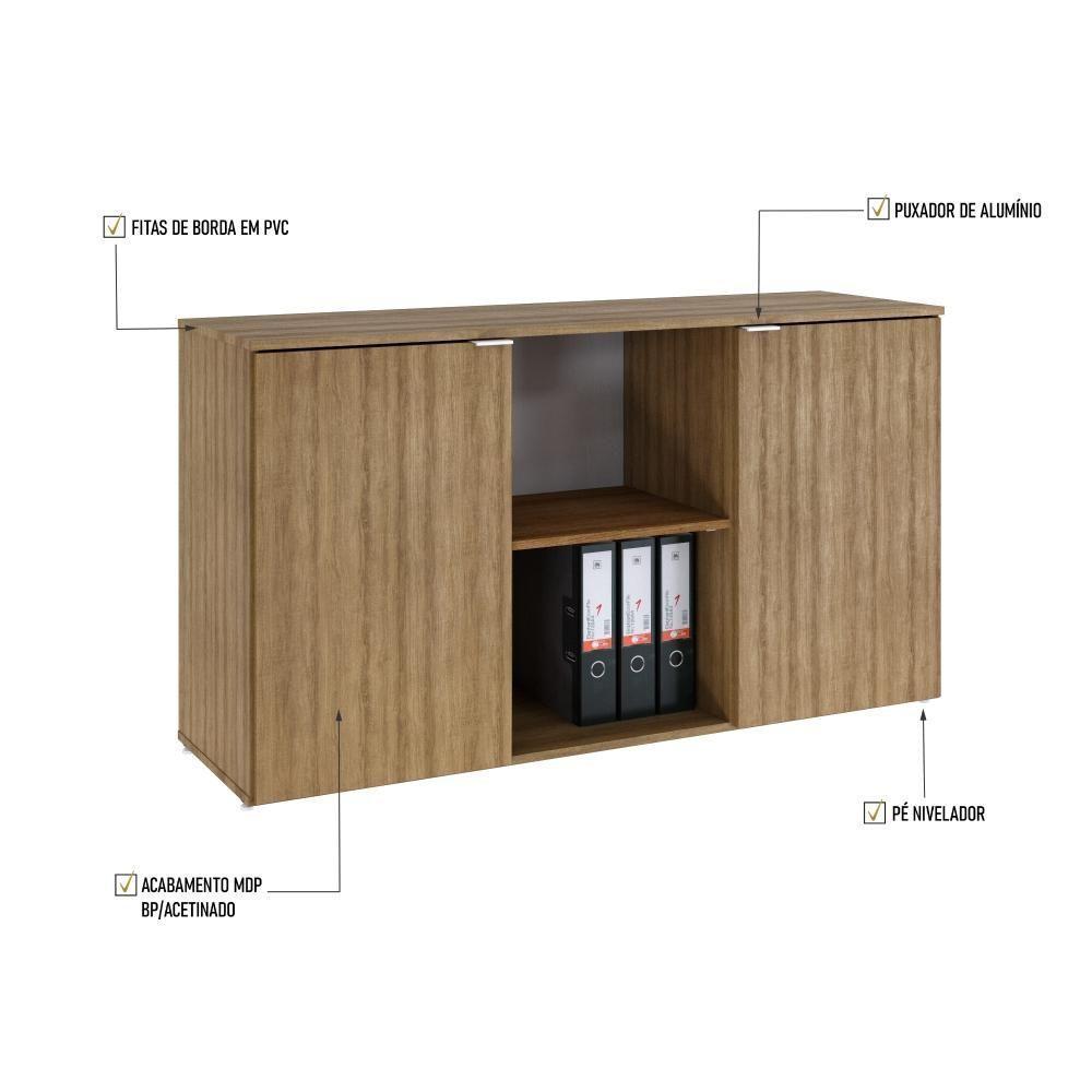 Armário Baixo Com 02 Portas E Nicho 75x135x42cm Wlab135 Lâmina Mel Branco - 3