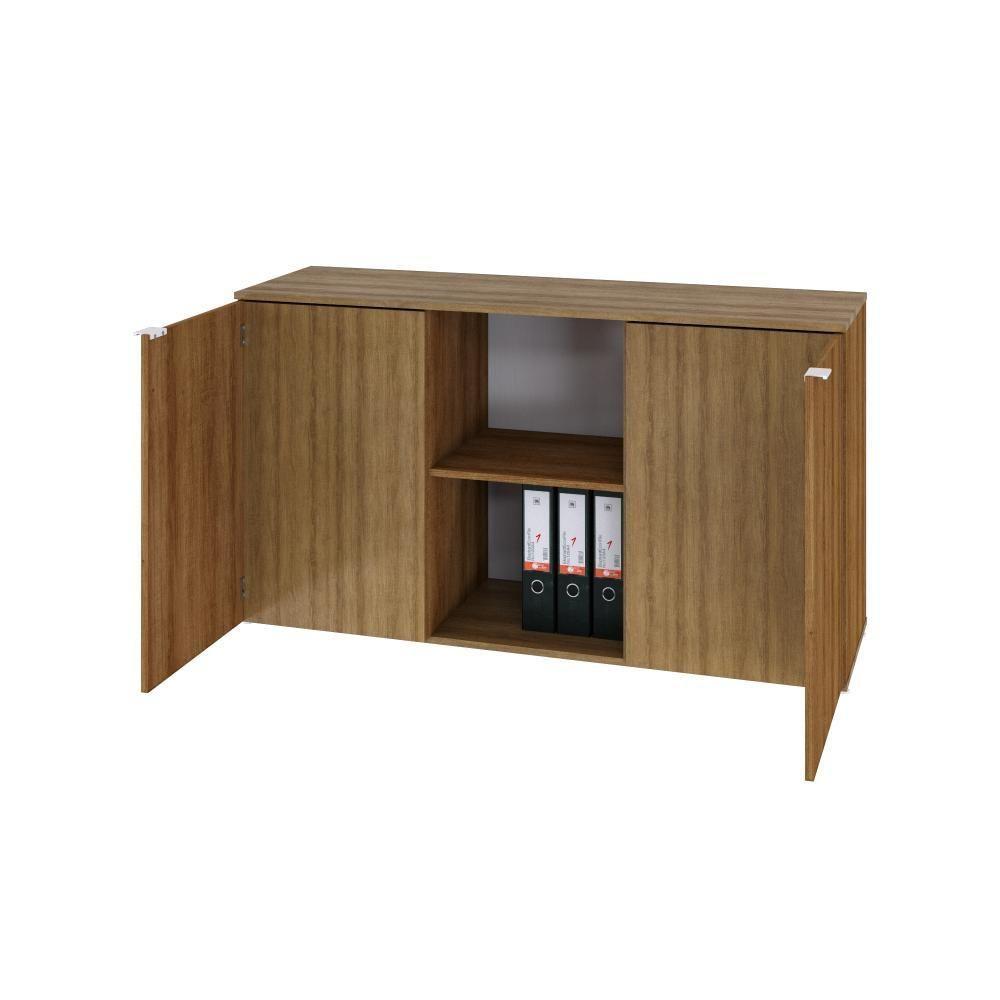 Armário Baixo Com 02 Portas E Nicho 75x135x42cm Wlab135 Lâmina Mel Branco - 5