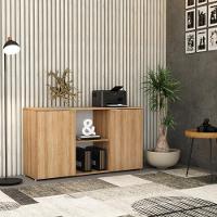 Armário Baixo Com 02 Portas E Nicho 75x135x42cm Wlab135 Lâmina Mel Branco - 2