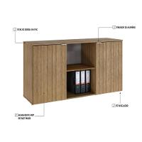 Armário Baixo Com 02 Portas E Nicho 75x135x42cm Wlab135 Lâmina Mel Branco - 3